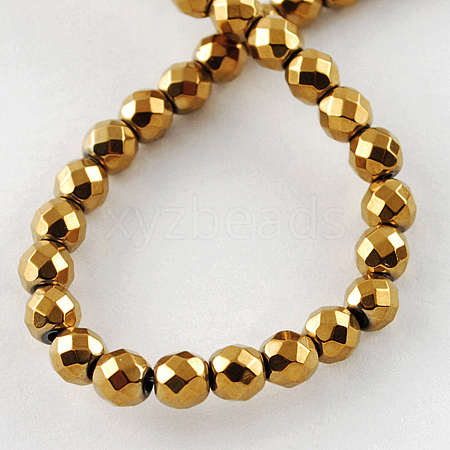 Non-magnetic Synthetic Hematite Beads Strands G-Q890-3mm-3-1