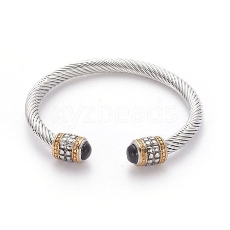 304 Stainless Steel Cuff Bangles BJEW-L642-25MP-1