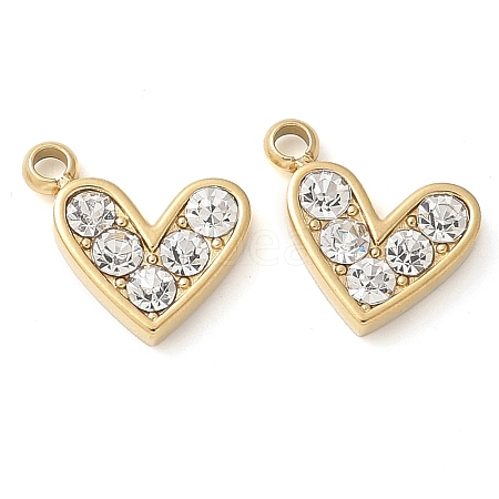 304 Stainless Steel with Rhinestone Charms STAS-Q345-37G-1