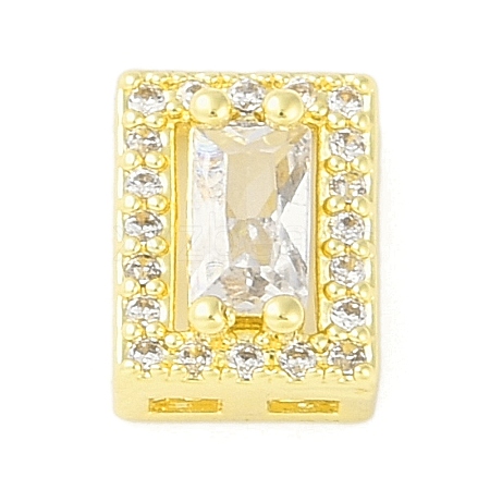 Brass Pave Clear Cubic Zirconia Slide Charms KK-F875-12G-03-1