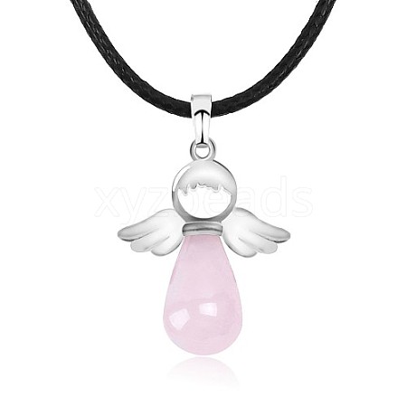 Angel Natural Rose Quartz Pendant Necklaces OH8264-09-1