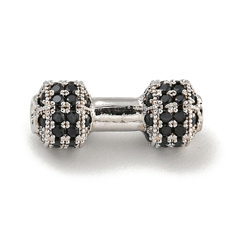 Brass Micro Pave Black Cubic Zirconia Beads KK-G493-34A-P01-1