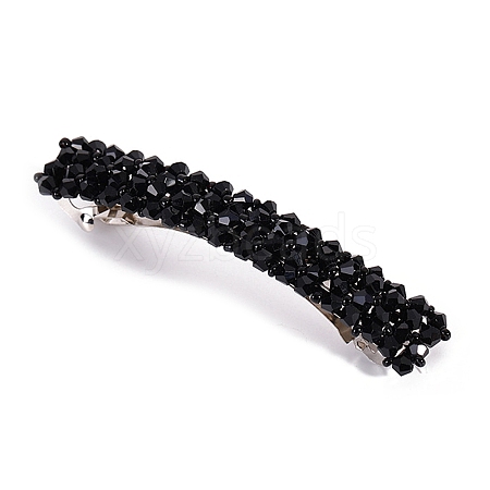 Glass Beaded Hair Barrettes PW-WG60883-06-1