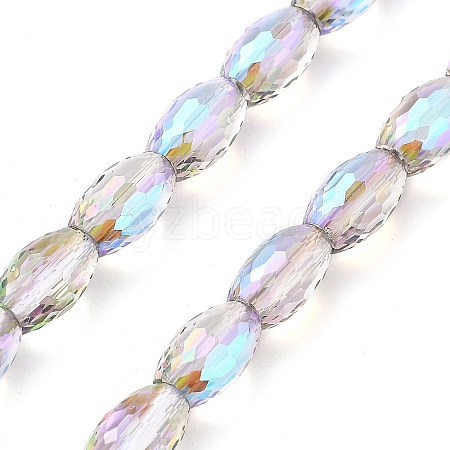 Electroplate Transparent Glass Beads Strands EGLA-M032-02A-HR01-1