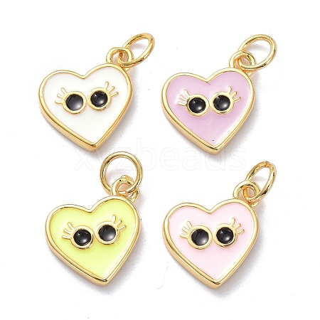 Real 18K Gold Plated Brass Enamel Charms KK-L206-020G-1