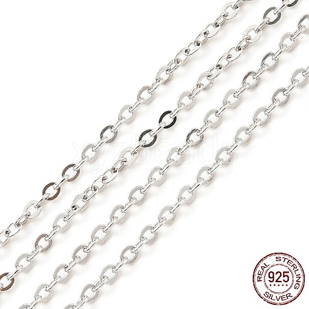 Rhodium Plated 925 Sterling Silver Flat Cable Chains STER-F052-04P-1
