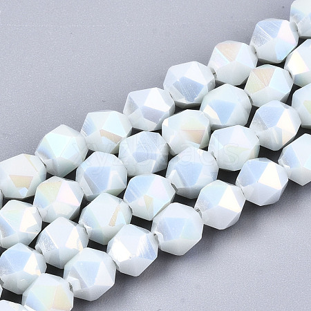 Electroplate Opaque Glass Beads Strands X-EGLA-T019-05S-1
