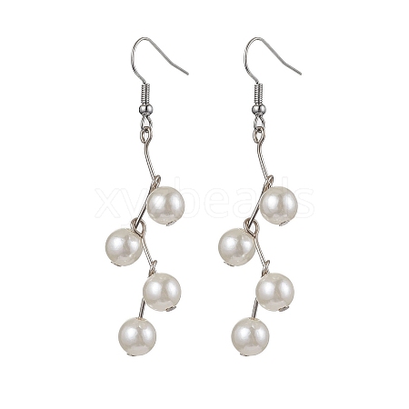 Round Imitation Pearl Acrylic Dangle Earrings EJEW-JE05855-1