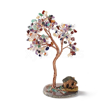 Natural Gemstone Tree Display Decoration DJEW-G027-04RG-02-1