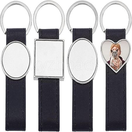 WADORN 4Pcs 4 Style Sublimation Keychain Blanks KEYC-WR0001-08-1