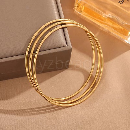 3Pcs 304 Stainless Steel Plain Bangles Set for Women BJEW-A030-01G-1