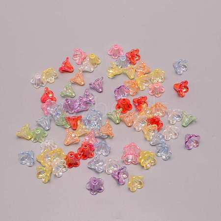 5-Petal Plating Transparent Acrylic Bead Caps PACR-CJC0003-02-1