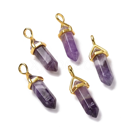 Natural Amethyst Pointed Pendants G-K329-34G-1