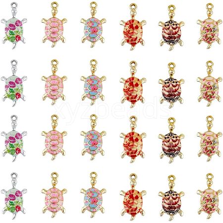 SUPERFINDINGS 24Pcs 6 Colors Alloy Enamel Pendants FIND-FH0005-69-1