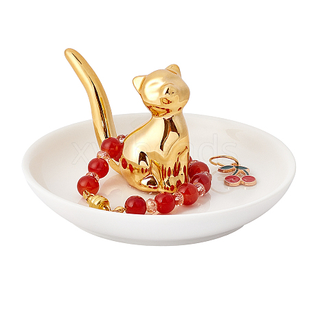 Porcelain Cat Ring Holder DJEW-WH0007-21-1