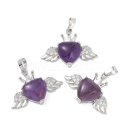 Natural Amethyst Pendants G-P492-02P-03-1