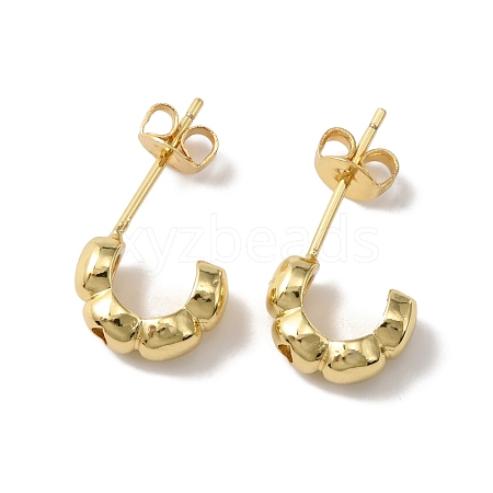 Brass C-Shape Stud Earrings for Woman EJEW-F314-05G-1