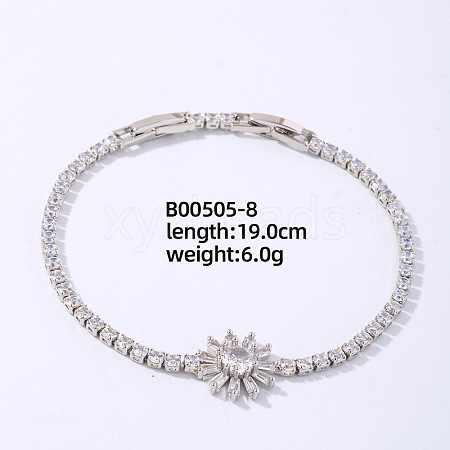 Brass Rhinestone Sun Link Bracelets for Women XO6953-4-1