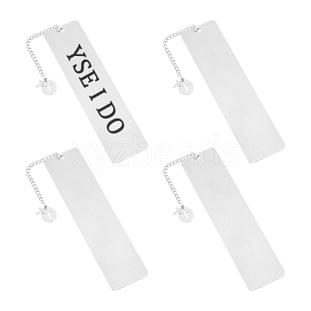 4Pcs Rectangle 201 Stainless Steel Blank Bookmarks AJEW-UN00003-1