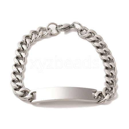 Rectangle 304 Stainless Steel Bracelet for Women BJEW-B101-01P-1