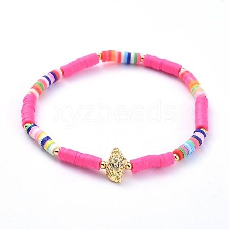 Handmade Polymer Clay Heishi Bead Stretch Bracelets BJEW-JB05078-03-1