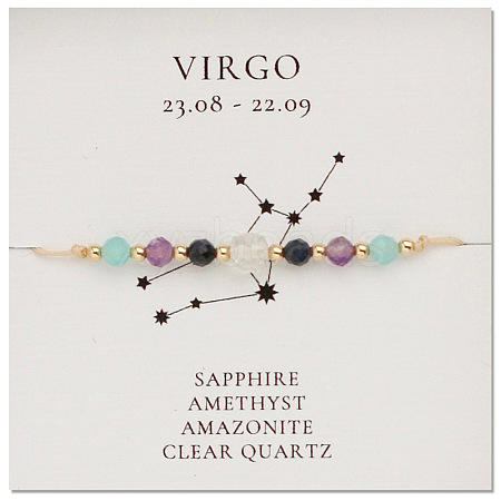 Natural stone constellation bracelet with 12 zodiac signs NR2952-2-1