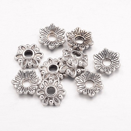 6-Petal Tibetan Style Alloy Bead Cap LS-TIBE-O004-46AS-LF-1
