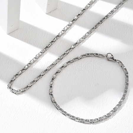 304 Stainless Steel Chain Necklaces & Bracelets Sets SJEW-D091-11P-1