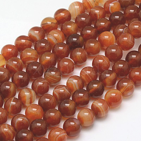 Natural Striped Agate/Banded Agate Beads Strands X-G-G591-10mm-03-1