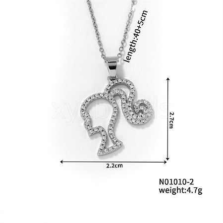 Elegant Fashion Brass Rhinestones Girl Pendant Sweet Simple Portrait Necklace NH9231-2-1