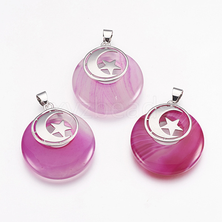 Natural Banded Agate Pendants KK-F751-F22-1