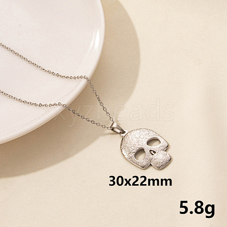 Minimalist Stainless Steel Skull Pendant Necklace for Women RX9725-1-1