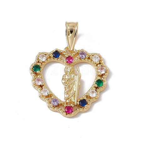 Brass Micro Pave Colorful Cubic Zirconia Pendants KK-G439-19G-1