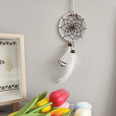 Cotton Woven Net/Web with Feather Hanging Decorations PW-WGA6856-01-1