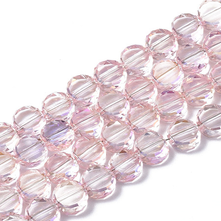 Electroplate Transparent Glass Beads Strands EGLA-Q125-001B-1