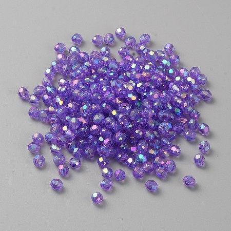 UV Plating Transparent Acrylic Beads PACR-WH0004-01-1