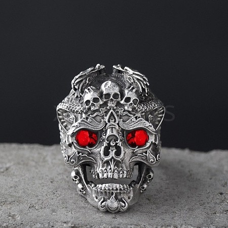 Alloy Rhinestone Adjustable Statement Cuff Open Rings for Men FS-WG8D7BC-02-1