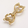 Brass Micro Pave Cubic Zirconia Fold Over Clasps ZIRC-F047-09G-1