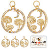 6Pcs Autumn Theme Brass Micro Pave Clear Cubic Zirconia Pendants KK-BBC0005-83-1