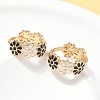 Daisy Brass Enamel Hoop Earrings for Women EJEW-G434-01G-01-2