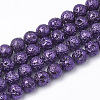 Electroplated Natural Lava Rock Beads Strands G-T098-01B-03-1