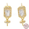 925 Sterling Silver with Clear Cubic Zirconia Stud Earring Findings STER-G036-15G-1