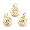 Brass Micro Pave Cubic Zirconia Pendants KK-P187-17F-G-1