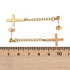 Christian Upside Down Cross 201 Stainless Steel Dangle Stud Earrings EJEW-P314-01B-G-5