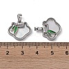 Brass & Shell & Clear Cubic Zirconia Charms KK-G497-18P-3