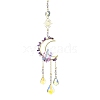 Natural Amethyst & Glass Pendants Decoration HJEW-JM01479-03-1