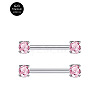 G23 Titanium Pink Cubic Zirconia Nipple Rings WG912A9-08-1