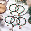 5Pcs Christmas Theme Glass Beaded Stretch Bracelets BJEW-JB11184-2