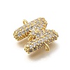 Brass Micro Pave Cubic Zirconia Letter Links X-KK-I717-04M-2