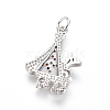 Brass Micro Pave Cubic Zirconia Pendants ZIRC-L085-15P-2